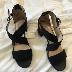 Brand new Naturalize black swede sandals.